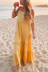 Kariertes rückenfreies Maxi-Slip-Kleid